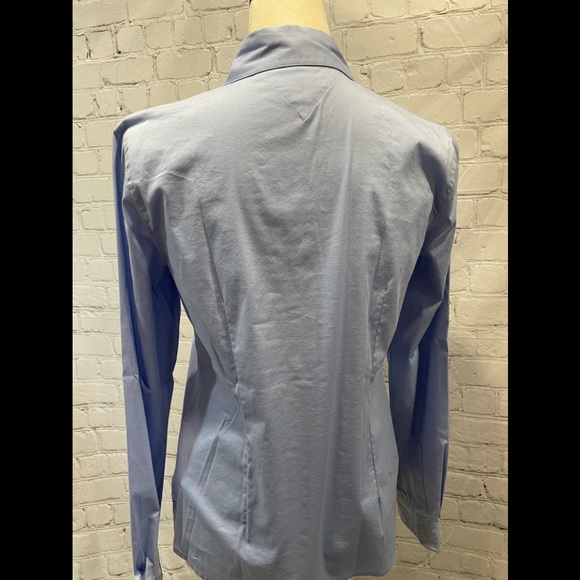 TOMMY HILFIGER WOMAN LIGHT BLUE  LONG SLEEVES SHIRT pleated neckline SIZE S/P - Picture 5 of 13